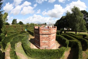The maze tower from atop an adjacent ladder.